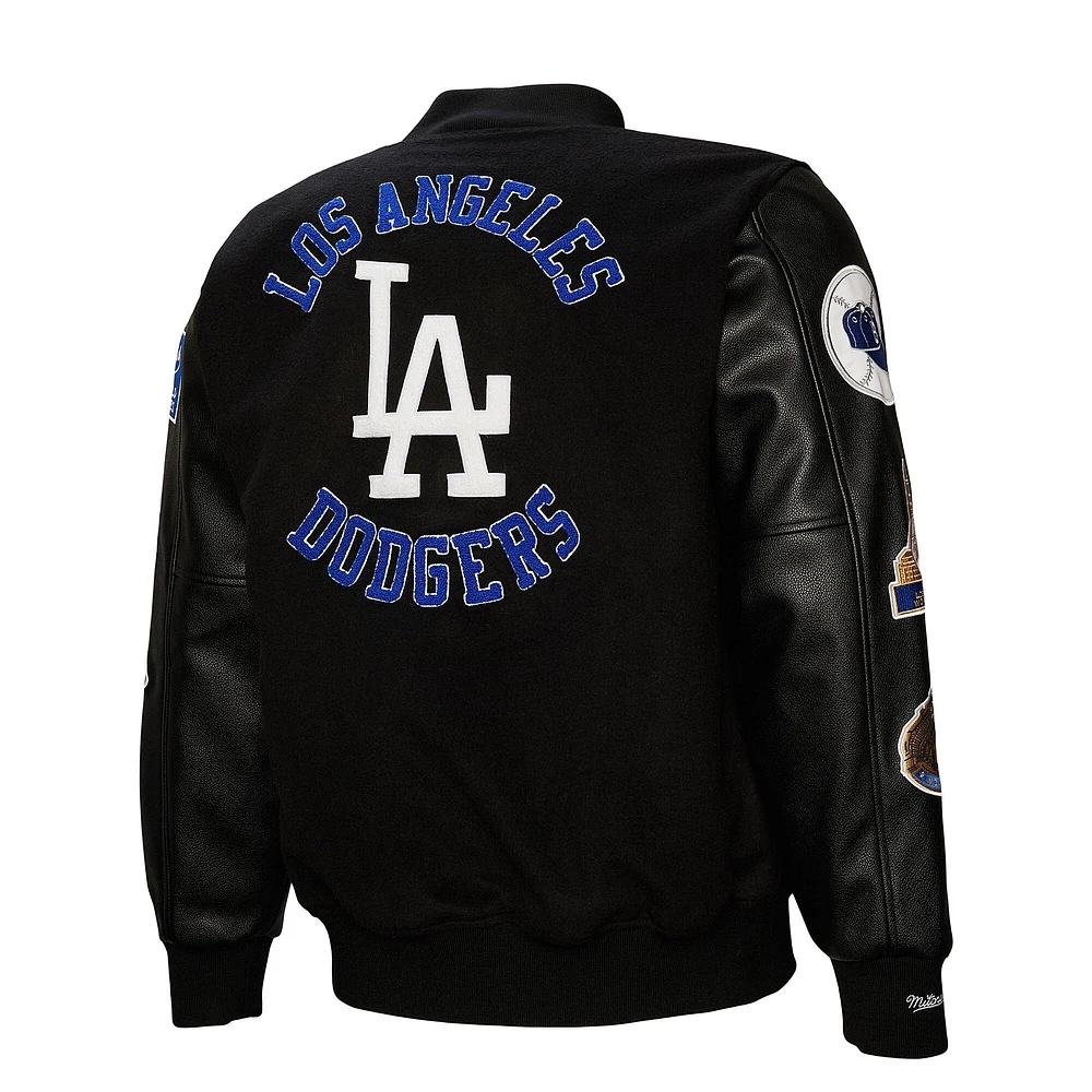 Veste universitaire à boutons-pression complète de la collection Blackout des Los Angeles Dodgers Mitchell & Ness pour homme