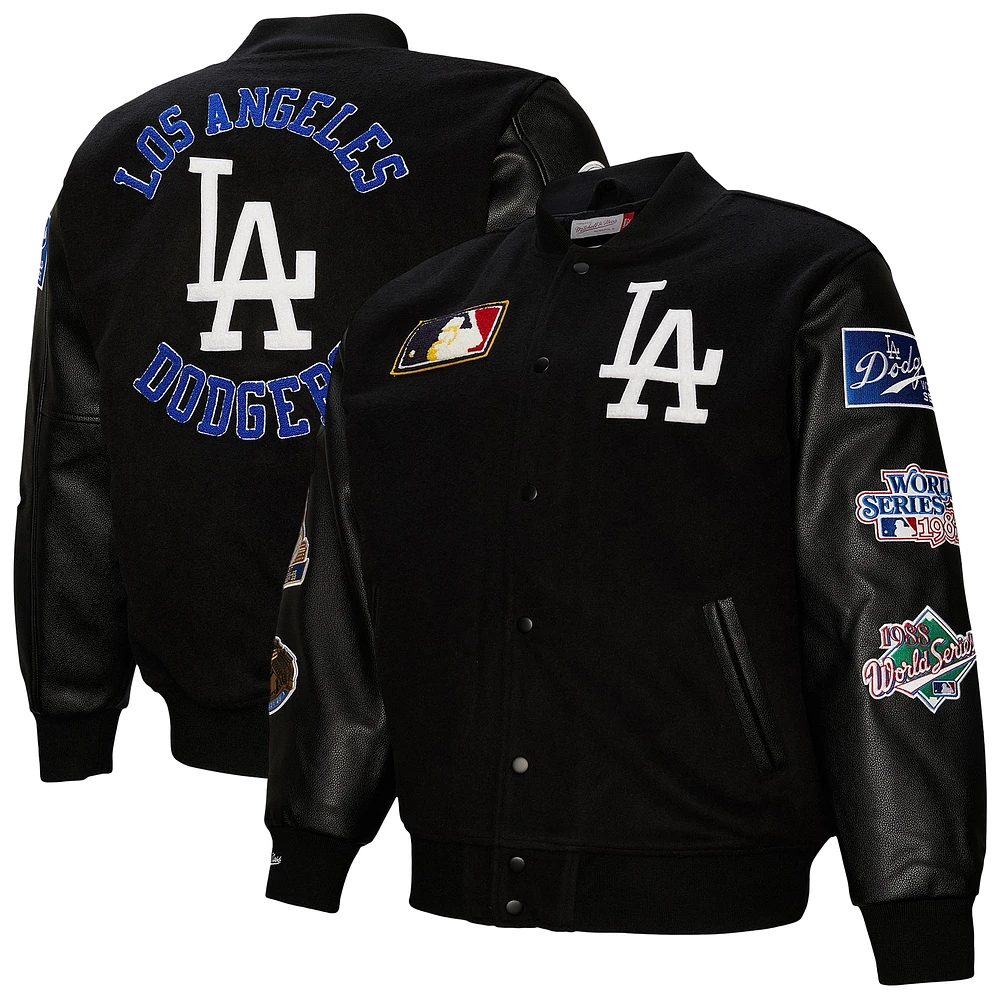 Veste universitaire à boutons-pression complète de la collection Blackout des Los Angeles Dodgers Mitchell & Ness pour homme