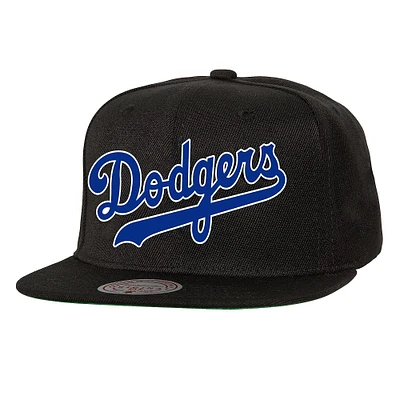 Casquette snapback basique noire Mitchell & Ness pour homme, collection Cooperstown des Dodgers de Los Angeles