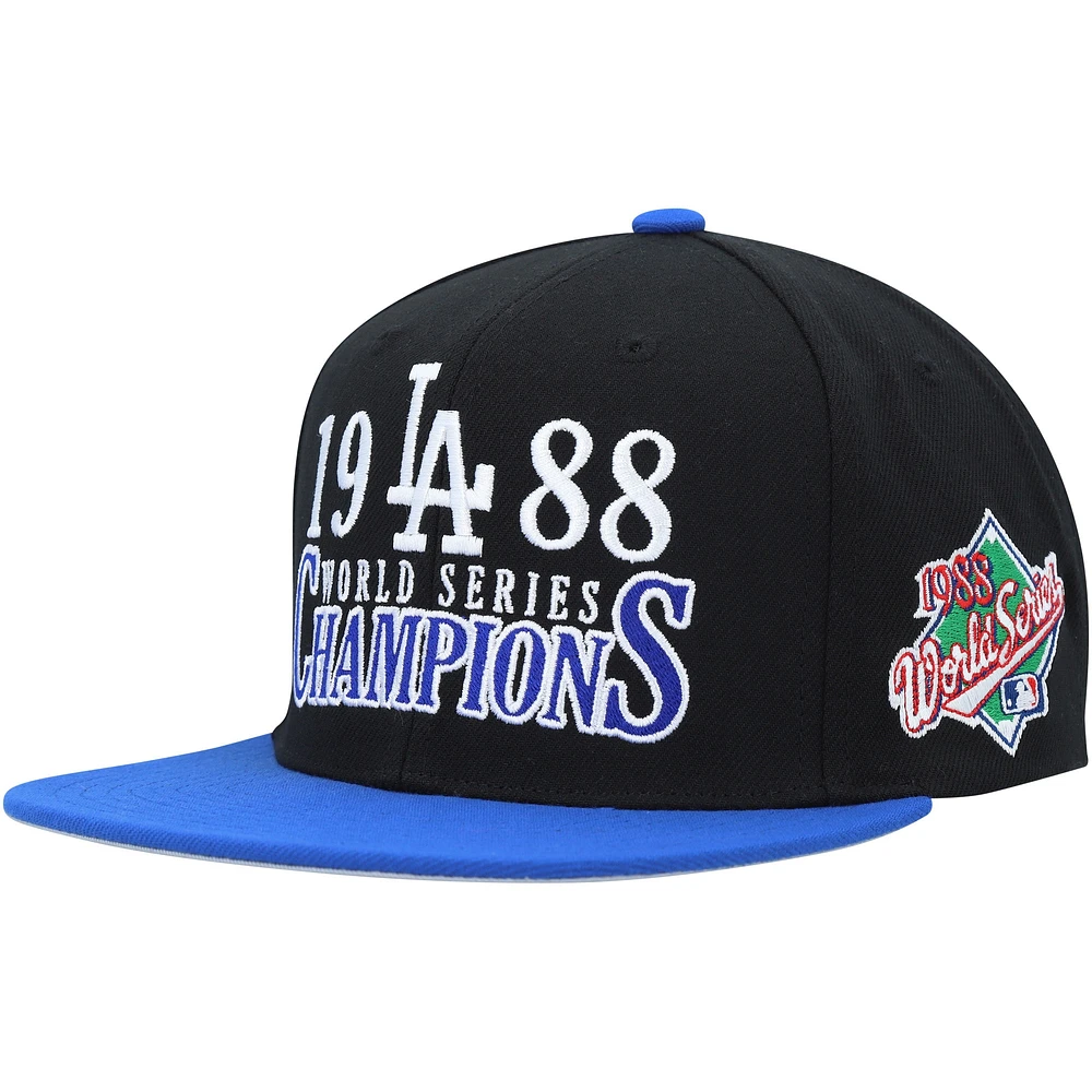 Casquette Snapback Champs de la série mondiale Los Angeles Dodgers Mitchell & Ness noire pour homme