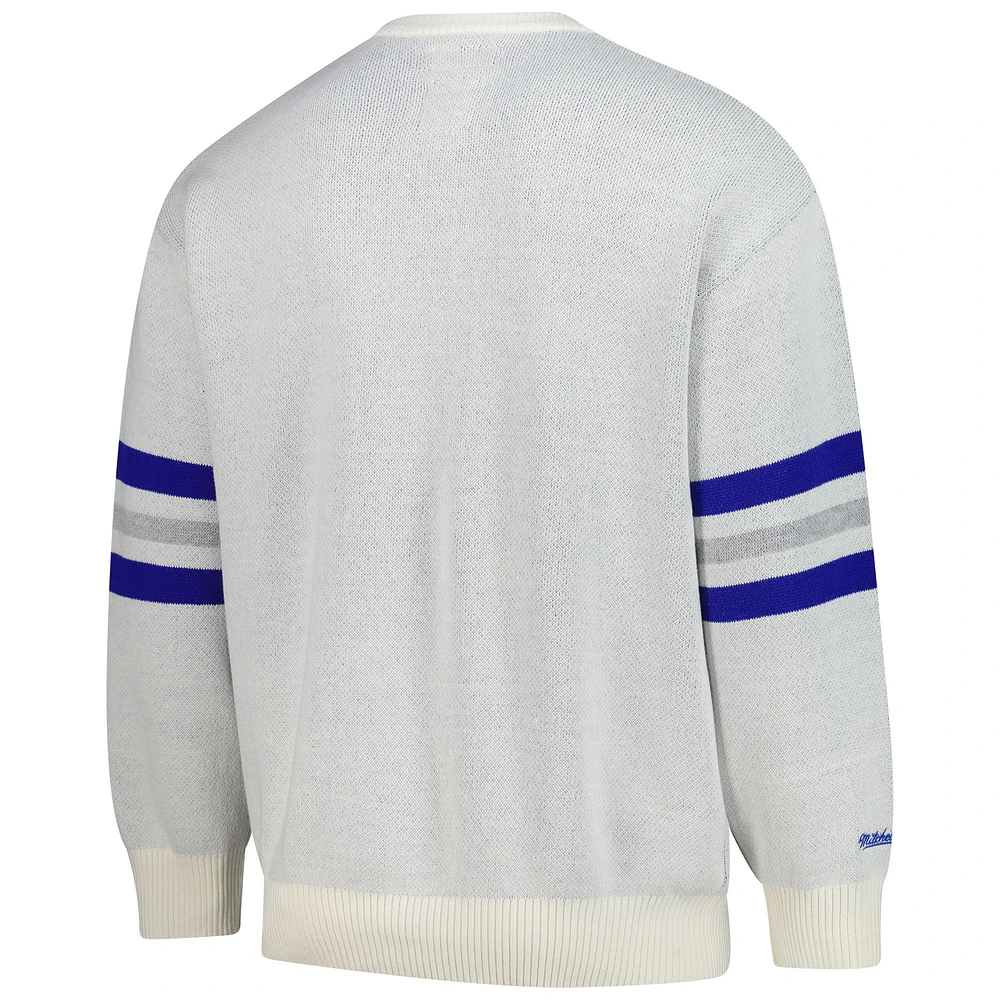Men's Mitchell & Ness Cream Los Angeles Dodgers Retro Pullover Sweater