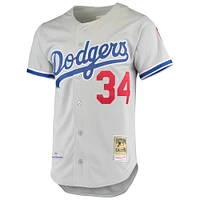 Maillot authentique de la collection Cooperstown Mitchell & Ness pour hommes, gris, Los Angeles Dodgers Road 1981, Fernando Valenzuela