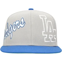 Casquette Snapback à panneau Knock Out Mitchell & Ness pour hommes, gris/royal, Los Angeles Dodgers