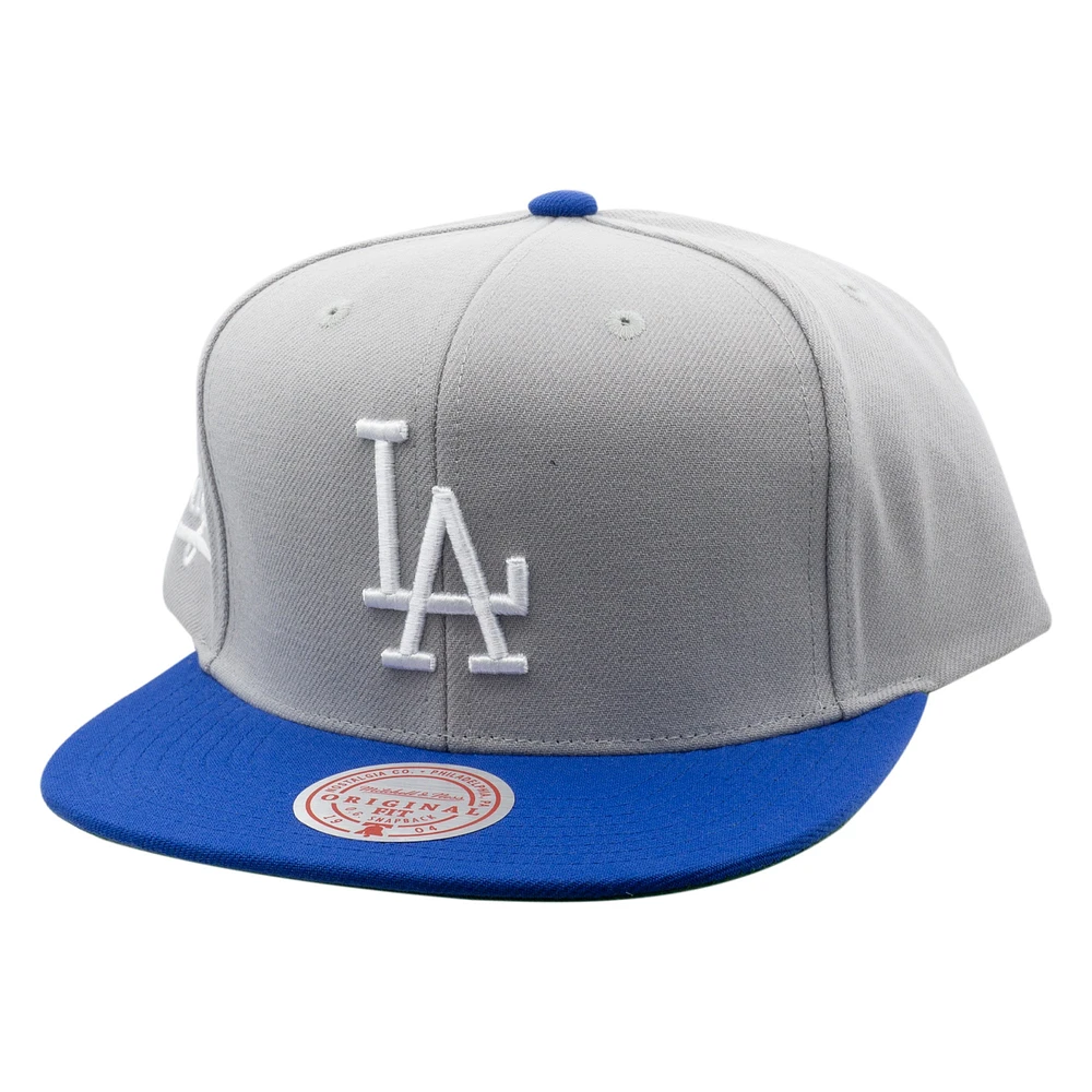 Men's Mitchell & Ness Gray Los Angeles Dodgers Cooperstown Collection Away Snapback Hat