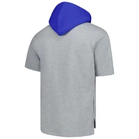 Chandail à capuchon manches courtes d'après-match des Los Angeles Dodgers Mitchell & Ness gris chiné pour homme