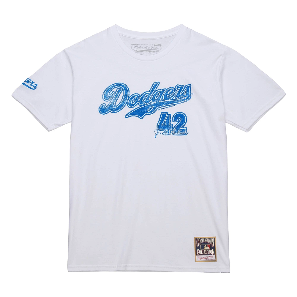 T-shirt de joueur blanc la collection Cooperstown des Dodgers Los Angeles Jackie Robinson Mitchell & Ness pour hommes