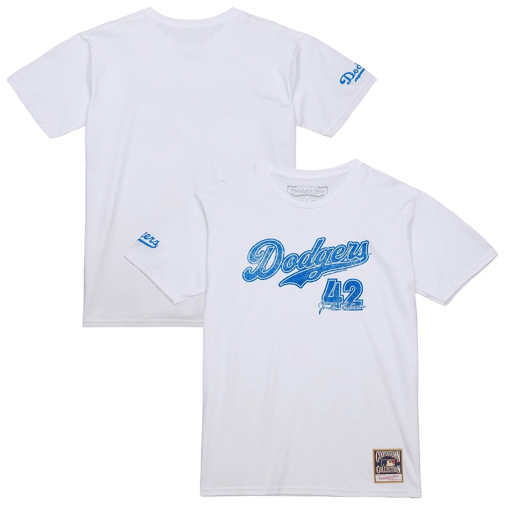 T-shirt de joueur blanc la collection Cooperstown des Dodgers Los Angeles Jackie Robinson Mitchell & Ness pour hommes