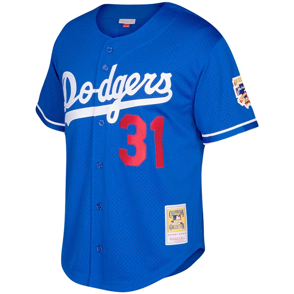 Men's Mitchell & Ness Mike Piazza Royal Los Angeles Dodgers Big Tall Cooperstown Collection Mesh Button-Up Jersey