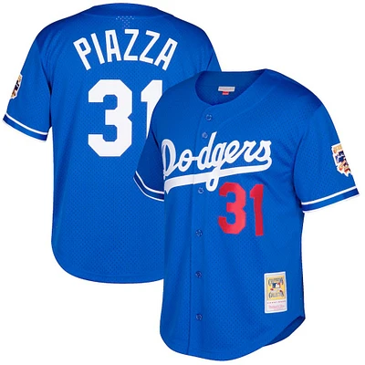 Mitchell & Ness pour homme Mike Piazza Royal Los Angeles Dodgers Big Tall Cooperstown Collection Maillot boutonné en maille