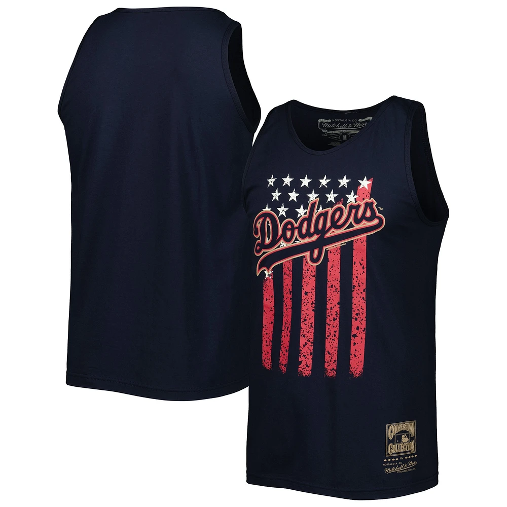 Débardeur pour homme Mitchell & Ness Navy Los Angeles Dodgers Cooperstown Collection Stars and Stripes