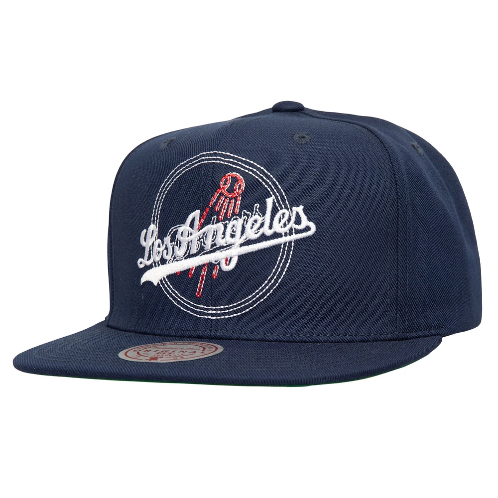 Men's Mitchell & Ness Navy Los Angeles Dodgers Double Up Snapback Hat