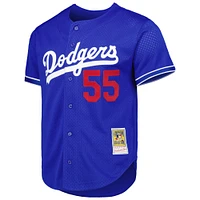 Mitchell & Ness Orel Hershiser Royal Los Angeles Dodgers Cooperstown Collection Maillot boutonné en maille pour entraînement au bâton