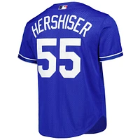 Mitchell & Ness Orel Hershiser Royal Los Angeles Dodgers Cooperstown Collection Maillot boutonné en maille pour entraînement au bâton