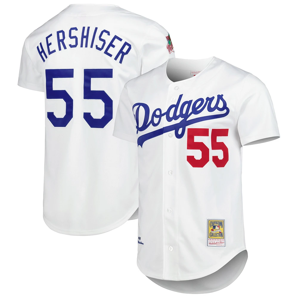 Maillot authentique de la collection Cooperstown des Dodgers Los Angeles blanc Mitchell & Ness Orel Hershiser pour hommes