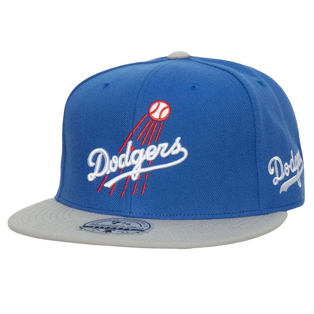 Casquette ajustée Los Angeles Dodgers Bases Loaded Mitchell & Ness pour homme, bleu roi/gris