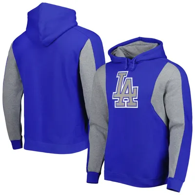 Los Angeles Dodgers Mitchell & Ness Colorblocked Fleece Pullover Hoodie - Royal/Heather Gray