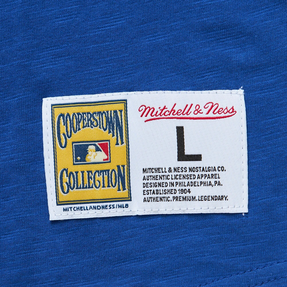 Mitchell & Ness Royal Los Angeles Dodgers Cooperstown Collection T-shirt légendaire Raglan Slub Henley à manches 3/4 pour hommes