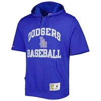 Chandail à capuchon manches courtes en molleton délavé Collection Cooperstown des Dodgers de Los Angeles Royal Mitchell & Ness pour homme