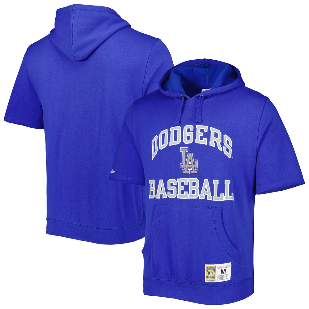 Chandail à capuchon manches courtes en molleton délavé Collection Cooperstown des Dodgers de Los Angeles Royal Mitchell & Ness pour homme