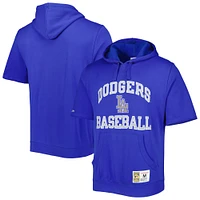 Men's Mitchell & Ness Royal Los Angeles Dodgers Cooperstown Collection Washed Fleece Pullover Short Sleeve Hoodie