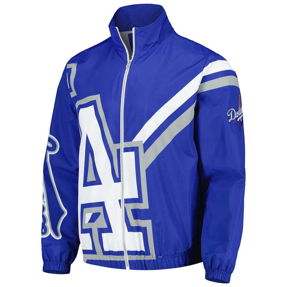 Veste d'échauffement entièrement zippée avec logo éclaté Royal Los Angeles Dodgers Mitchell & Ness pour homme