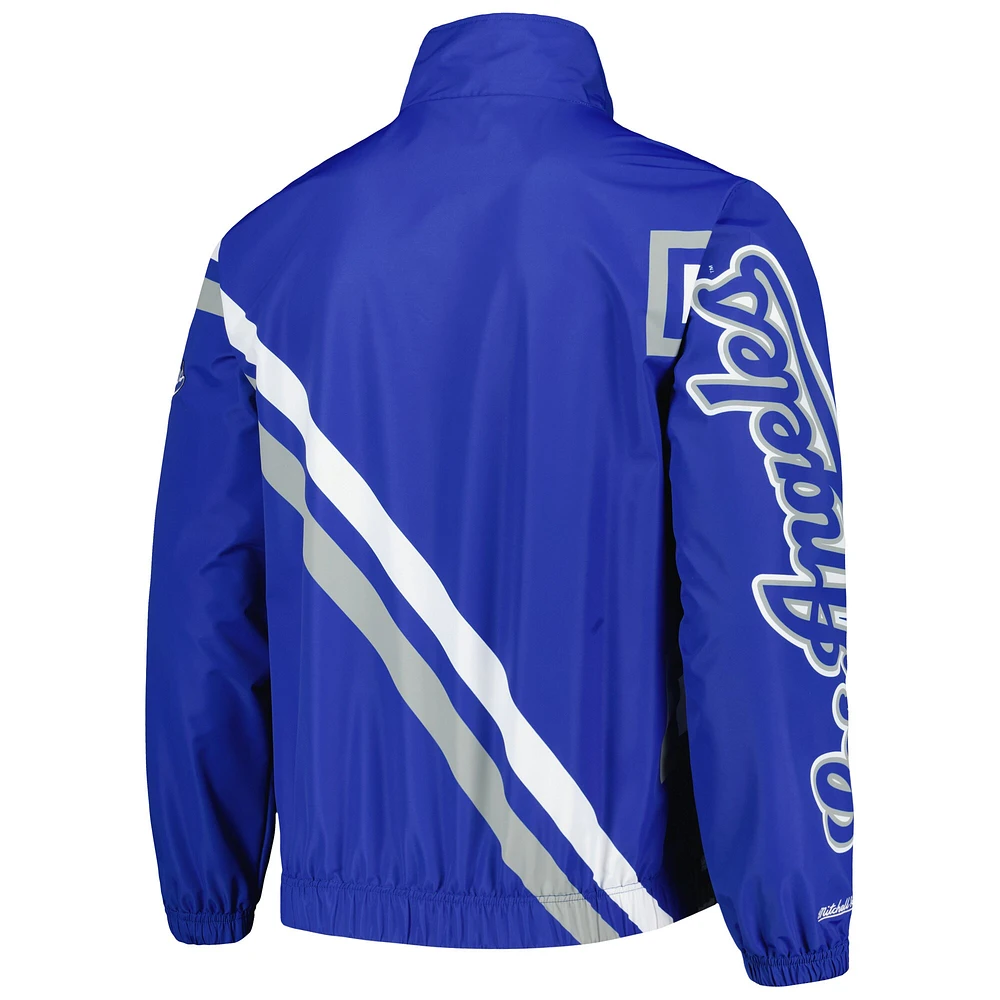 Veste d'échauffement entièrement zippée avec logo éclaté Royal Los Angeles Dodgers Mitchell & Ness pour homme