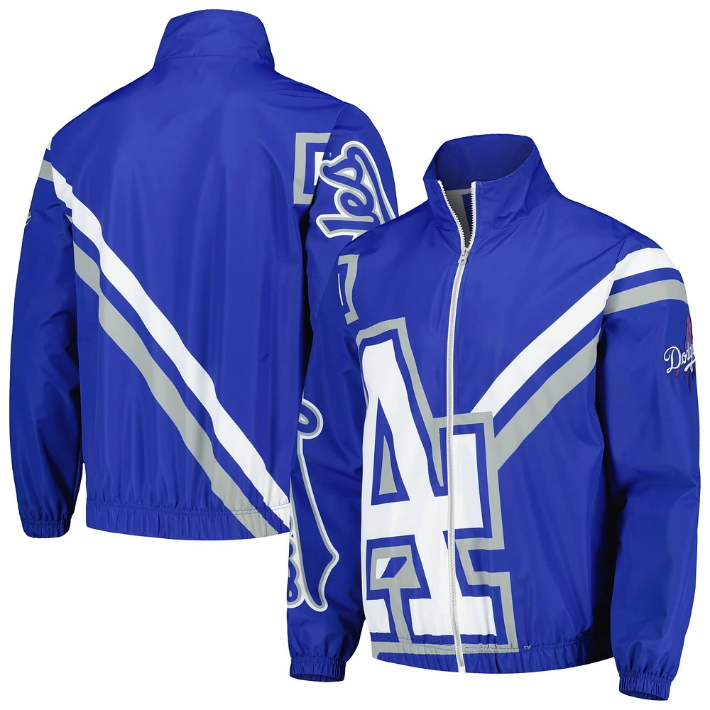 Veste d'échauffement entièrement zippée avec logo éclaté Royal Los Angeles Dodgers Mitchell & Ness pour homme