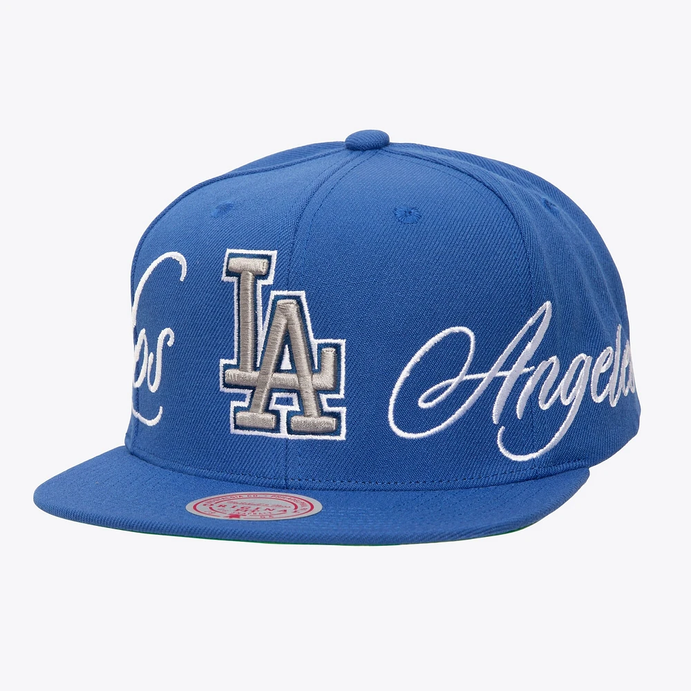 Casquette snapback Just Don x MLB Lux Script pour homme Mitchell & Ness Royal Los Angeles Dodgers