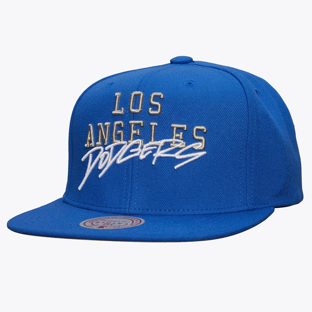 Casquette Snapback avec étiquette de l'équipe Royal Los Angeles Dodgers de Mitchell & Ness pour hommes