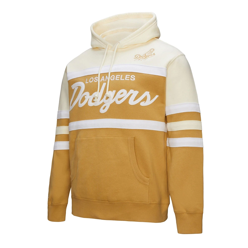 Men's Mitchell & Ness Tan/Cream Los Angeles Dodgers Head Coach Pullover Hoodie