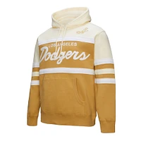 Men's Mitchell & Ness Tan/Cream Los Angeles Dodgers Head Coach Pullover Hoodie