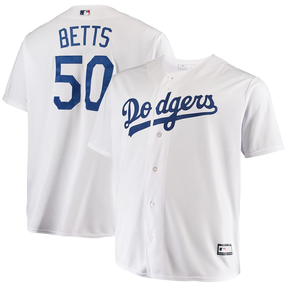 Maillot de joueur réplique Mookie Betts blanc des Los Angeles Dodgers Big & Tall pour hommes