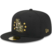 Casquette ajustée 59FIFTY pour la Journée des forces armées 2024 New Era noire Los Angeles Dodgers hommes