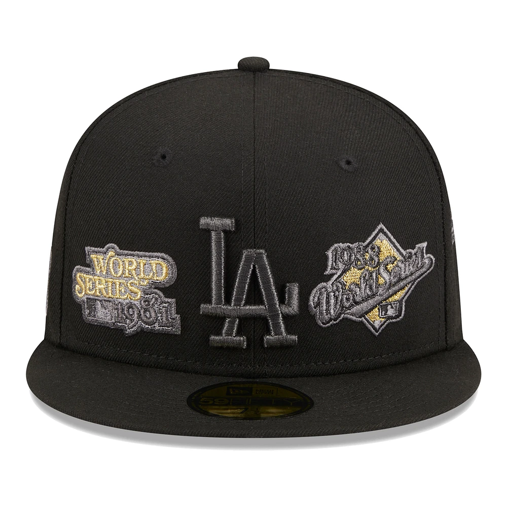 Casquette ajustée 59FIFTY New Era noire des Los Angeles Dodgers pour hommes