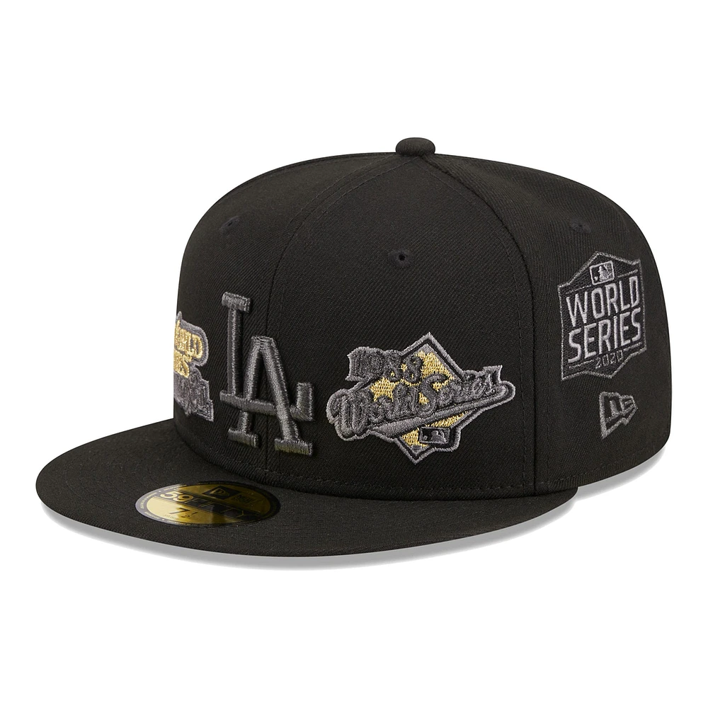 Casquette ajustée 59FIFTY New Era noire des Los Angeles Dodgers pour hommes