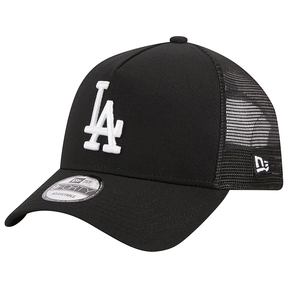 Men's New Era Black Los Angeles Dodgers A-Frame 9FORTY Trucker Adjustable Hat