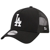 Men's New Era Black Los Angeles Dodgers A-Frame 9FORTY Trucker Adjustable Hat