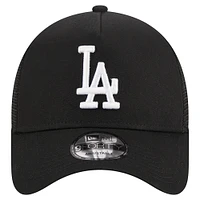 Men's New Era Black Los Angeles Dodgers A-Frame 9FORTY Trucker Adjustable Hat