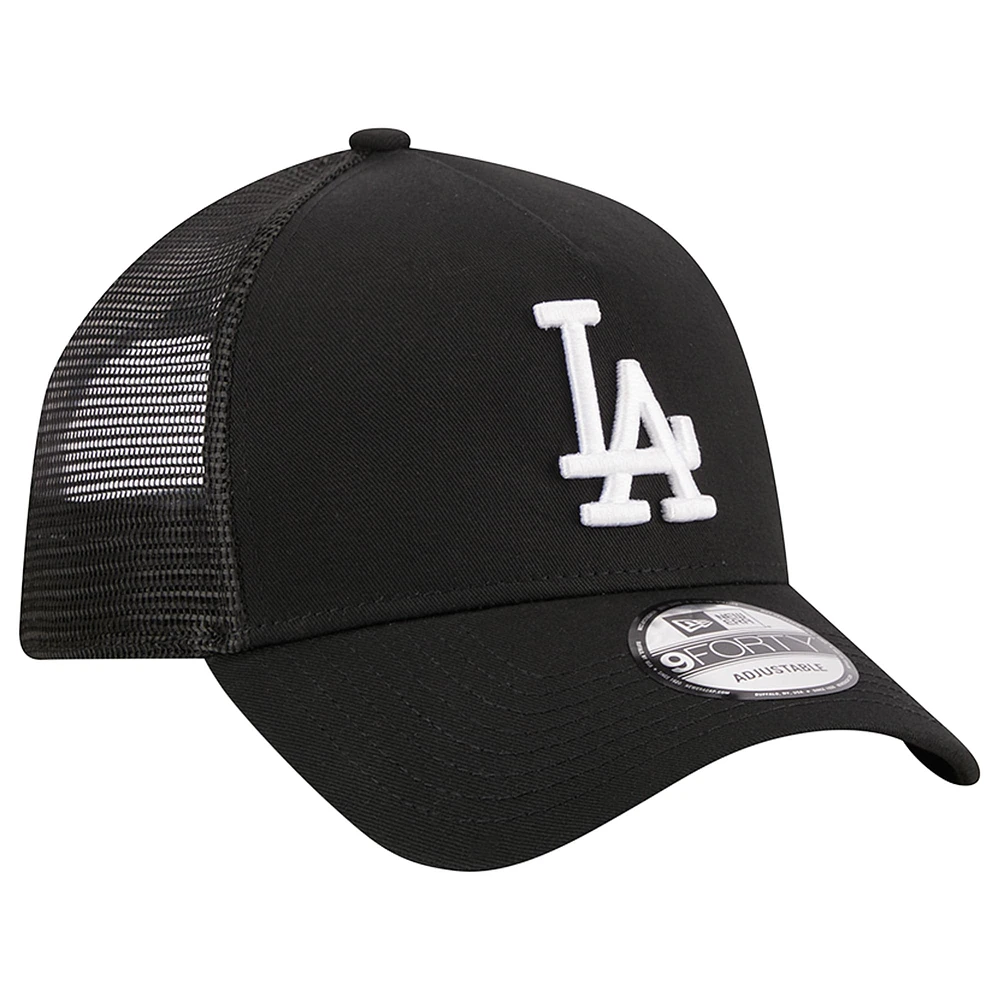 Men's New Era Black Los Angeles Dodgers A-Frame 9FORTY Trucker Adjustable Hat