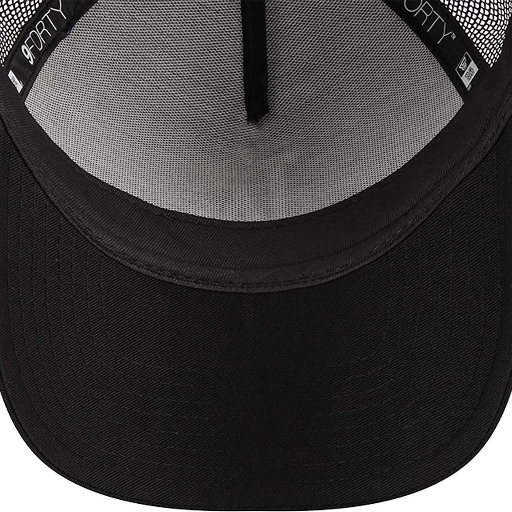 Men's New Era Black Los Angeles Dodgers A-Frame 9FORTY Trucker Adjustable Hat