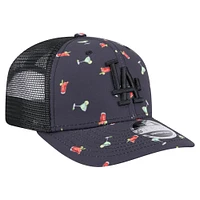 Men's New Era Black Los Angeles Dodgers Adventure Drinks Pattern 9SEVENTY Stretch-Snap Hat
