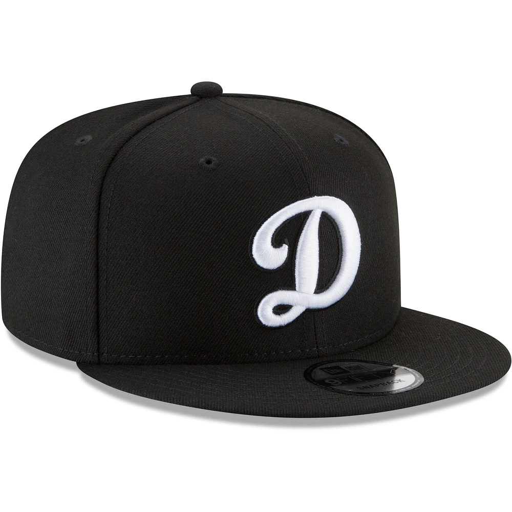 Casquette Snapback 9FIFTY noire et blanche avec logo alternatif Los Angeles Dodgers New Era pour homme