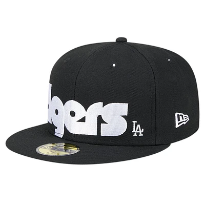 Casquette ajustée 59FIFTY sous-visière à carreaux noire Los Angeles Dodgers New Era pour homme