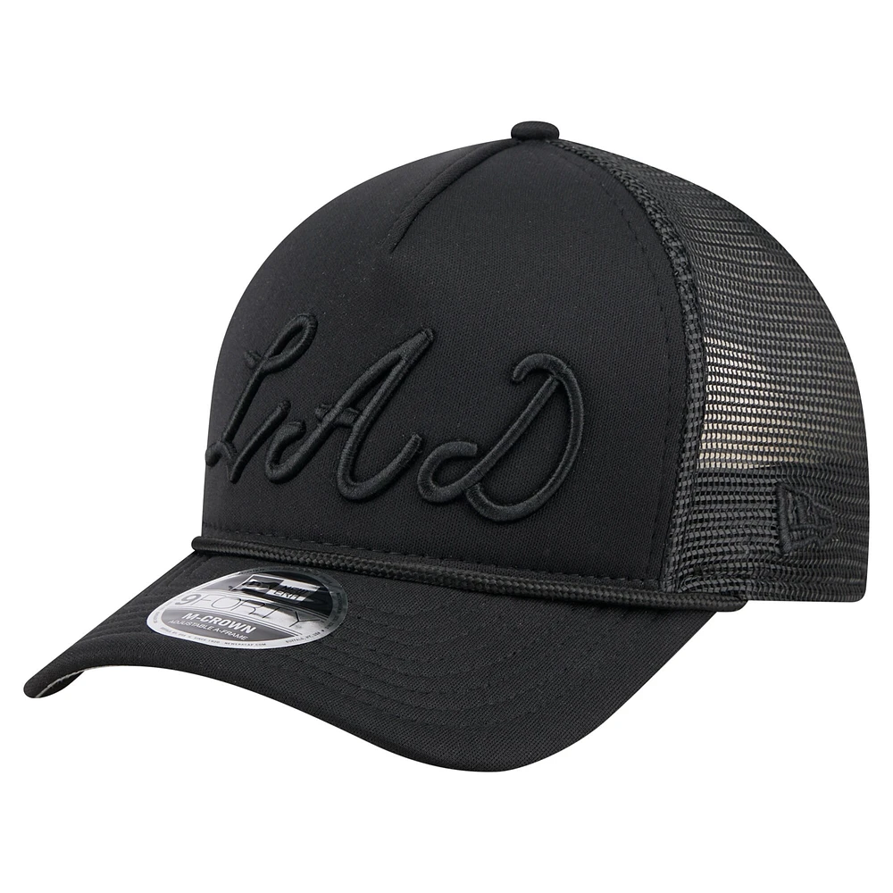 Casquette camionneur ajustable 9FORTY A-Frame M-Crown noire New Era pour homme avec logo City Initial des Los Angeles Dodgers