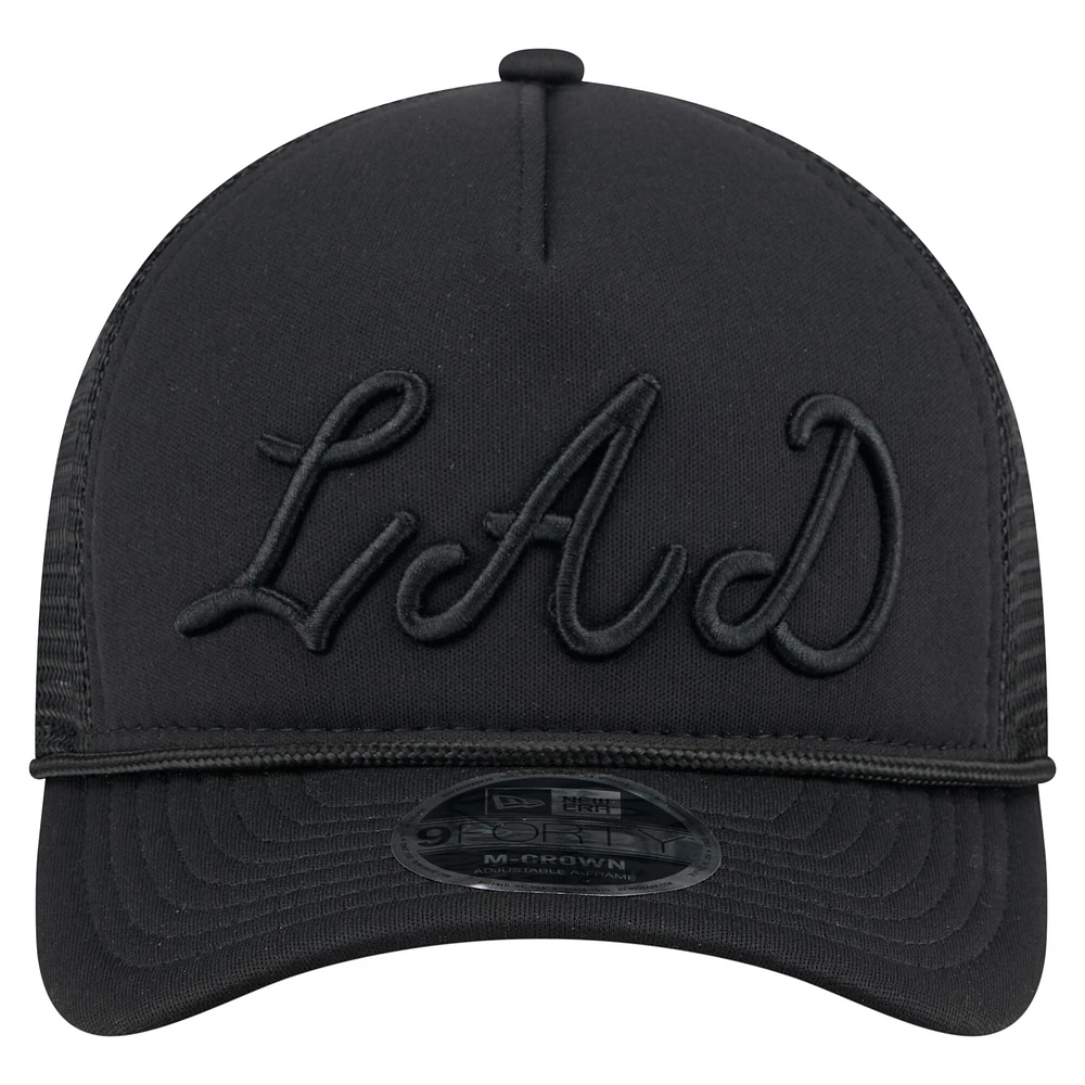Casquette camionneur ajustable 9FORTY A-Frame M-Crown noire New Era pour homme avec logo City Initial des Los Angeles Dodgers
