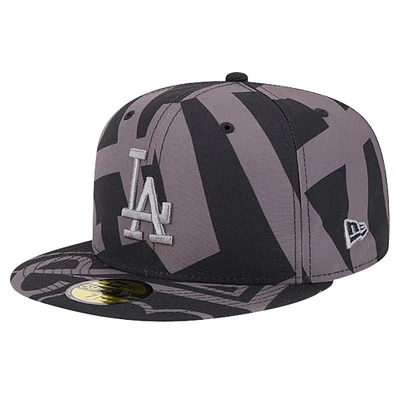 Men's New Era Black Los Angeles Dodgers Logo Fracture 59FIFTY Fitted Hat