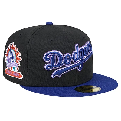 Casquette ajustée 59FIFTY rétro d'entraînement de printemps des Los Angeles Dodgers New Era pour hommes, noire