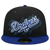 Casquette ajustée 59FIFTY Shadow Stitch des Los Angeles Dodgers de New Era pour homme, noire