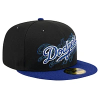 Casquette ajustée 59FIFTY Shadow Stitch des Los Angeles Dodgers de New Era pour homme, noire