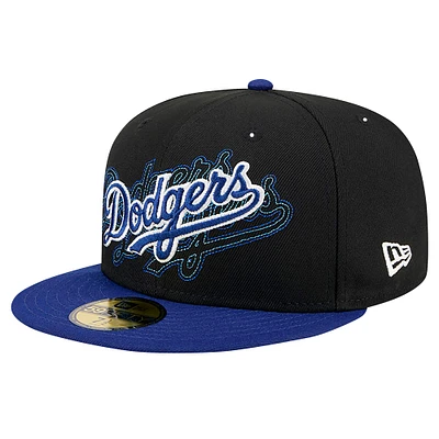 Casquette ajustée 59FIFTY Shadow Stitch des Los Angeles Dodgers de New Era pour homme, noire